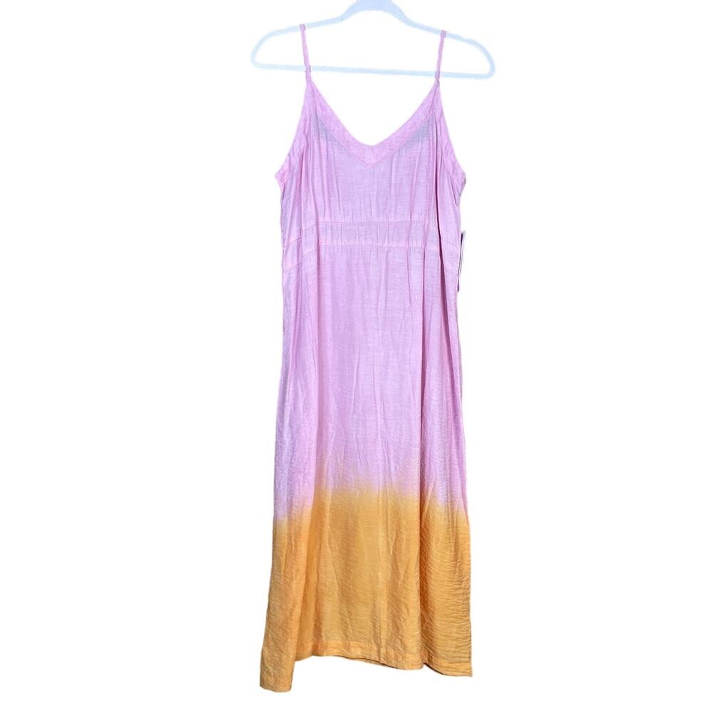 LACAUSA Alma Slip Dress Sleeveless Orange Motif Pink Ombre Size Medium NWT